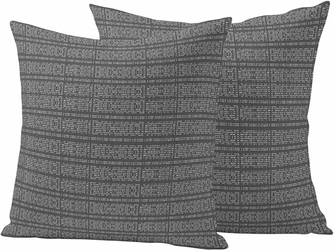 Outdoor Waterproof Throw Pillow Covers Set of 2 Grey Stripes Grain Pillowcases 16x16 Inches Solid Color Decorative Pillows Cushion Case Patio Pillows for Couch Bed Chair Garden