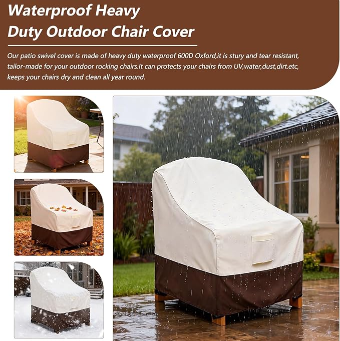 Outdoor Recliner Chair Covers 4 Pack,Patio Swivel Chair Covers,600D Heavy Duty Waterproof Patio Rocking Chairs Cover,Outdoor Furniture Covers for All Weather Protection.32 W x 35" D x 36" H