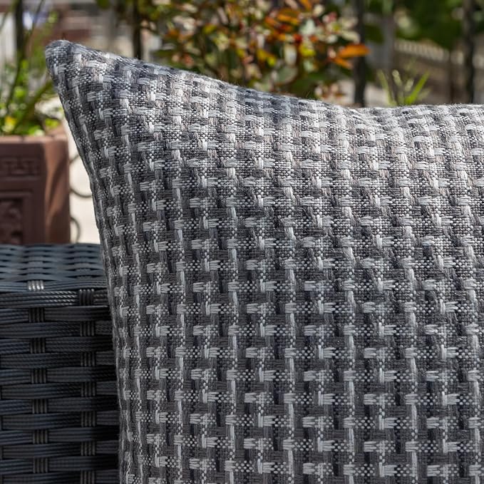 Kevin Textile Outdoor Waterproof 14"x36" Pillow Cover 1 Pack, Dark Grey | Water Resistant Weaving Faux Linen Texture Throw Pillow Covers, Outside Decorative Pillowcases for Garden Patio Balcony Couch