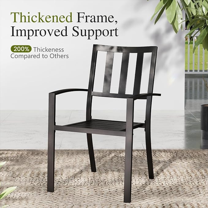 Sophia & William Patio Table and Chairs Set, Outdoor Dining Set for 8, 9 Piece Metal Patio Furniture, 82.7" Black Rectangular Table(Stripe)