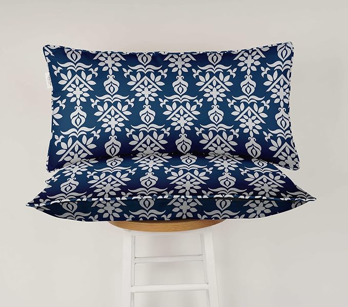 Indoor/Outdoor Polyester Fabric Lumbar Pillow Cover, All-Weather Waterproof Rectangular Cushion Case for Patio Furniture, 12 x 20 Set of 2 - Block-30