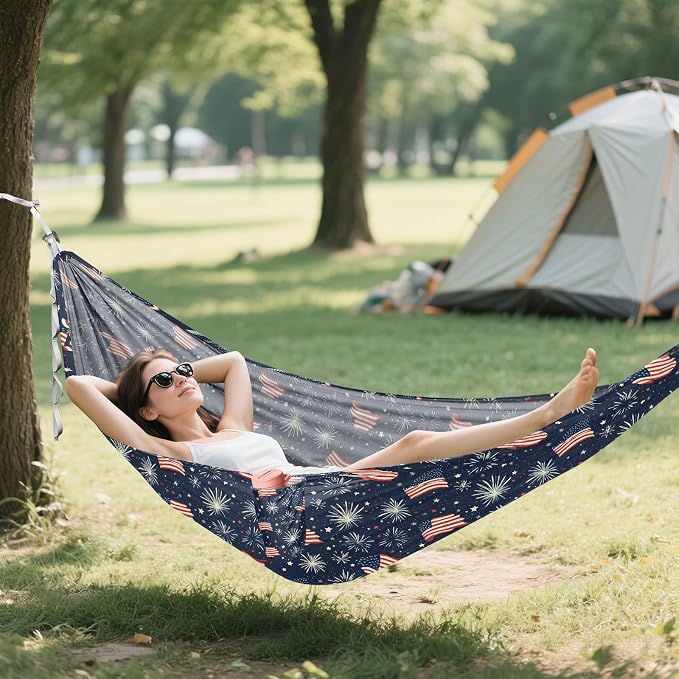 Camping Hammock Outdoor Hammocks for Outside Firework Beach Trees Portable Lightweight with Pockets Tree Straps Indoor