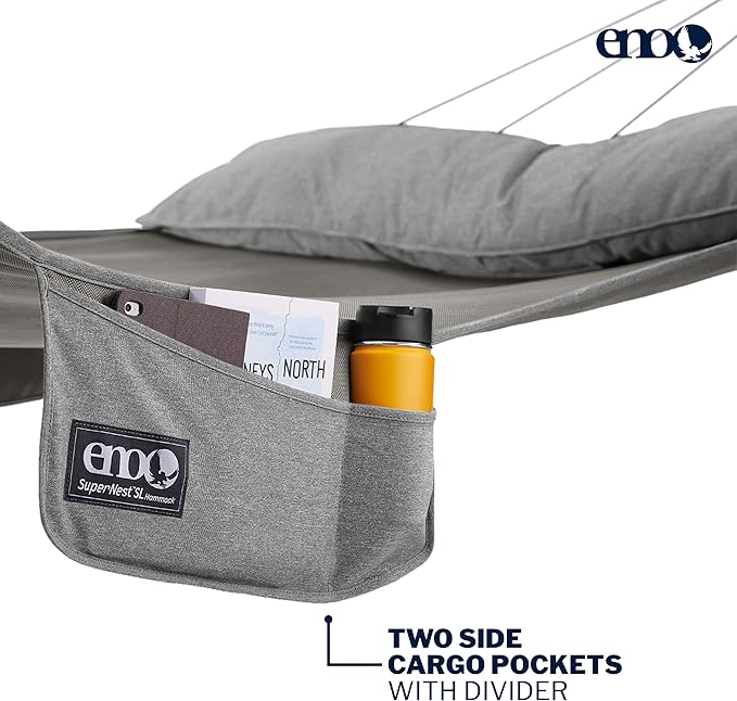 ENO SuperNest SL Hammock - 1 to 2 Person Backyard Hammock - Outdoor Patio Furniture for Backyard, Lawn, or Balcony - Pebble Grey