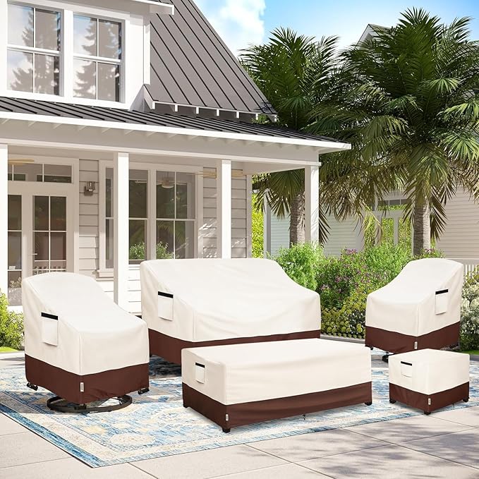 2-Seater Heavy Duty Patio Bench Loveseat Cover,100% Waterproof Outdoor Sofa Cover 58" W x 32.5" D x 31" H,Patio Furniture Couch Covers(Beige)