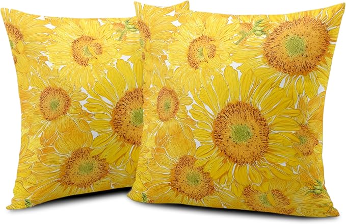 Sunflower Pillow Covers Floral Throw Pillow Covers 20x20 Yellow Pillow Case Flowers Double Sided Printing Cushion Case for Living Room Couch Sofa Set of 2