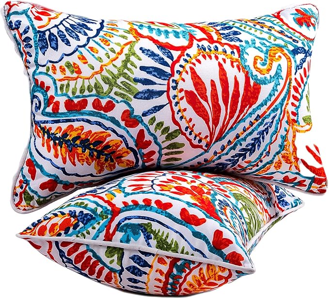 JMGBird Red Outdoor Pillows Waterproof Couch Throw Pillows with Insert | 12x20 waterproof outdoor pillow covers outdoor accent pillows outside pillows outdoor patio pillows for Furniture