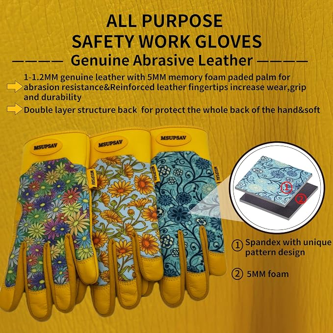 Cute Pattern Gardening Gloves,Thornproof Garden Glove,Gardener Gift | Gardening Gifts for Women,Touchscreen,Tender Thornproof,Cute Pattern,Protection Palm,Machine Washable,Adjustable Cuff