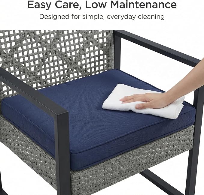 OVENTA Outdoor Patio Furniture Set, 4 Piece Rattan Chairs with Coffe Table for Backyard, Balcony, Deck, Front Porch, Patio Conversation Seating Sets for Outside, Juego Muebles de Exterior(Light Gray)