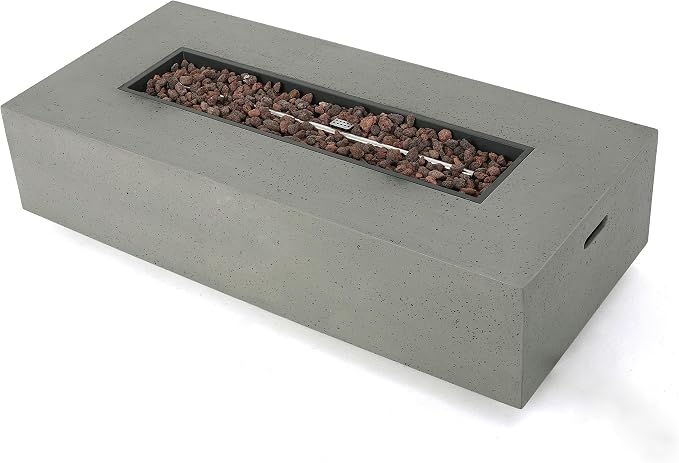 Christopher Knight Home Cape Coral Outdoor Chat Set with Fire Table, 5-Pcs Set, Khaki / Light Grey