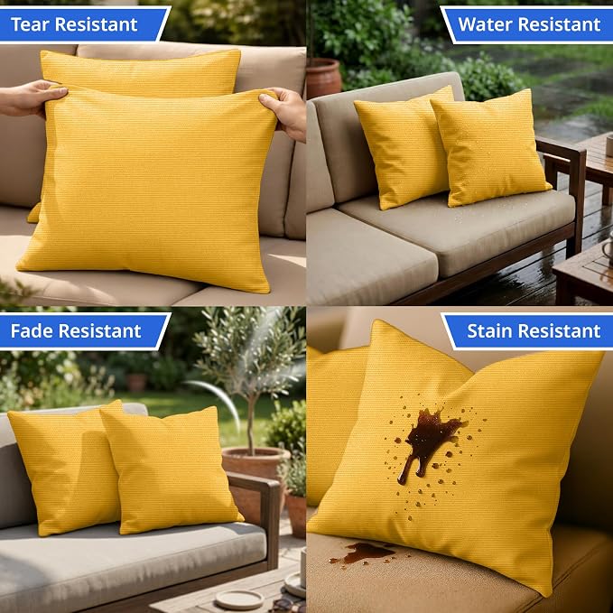 Covers & All Sunbrella Throw Pillows Set of 2, 16 x 16 Inch Square Outdoor & Indoor Cushions with Insert, Fade & UV Resistant Fabric (Canvas Sunflower)