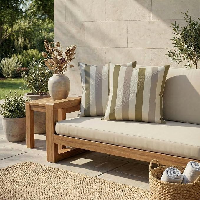 RSH DECOR Square Throw Pillows Set of 2, 17" x 17", Outdoor Pillows Waterproof, Outdoor Pillow Covers, Pillow Covers for Couch, Portico Sparrow, Made in USA