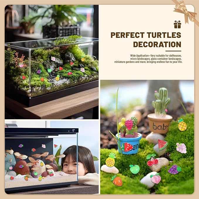 200pcs Mini Fruit Decor Resin Tiny Fruits for Crafts Dollhouse Miniatures Mini Resin Things for Fairy Garden Micro Landscaping Decoration Home Decor, 10 Types(Fruits)