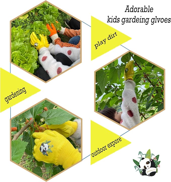 HANDLANDY 2 Pairs Kids Gardening Gloves, Grippy Kids Work Gloves, XL | Nitrile Coated Children Toddler Garden Yard Work Cycling Outdoor Playing Gloves for Girls Boys