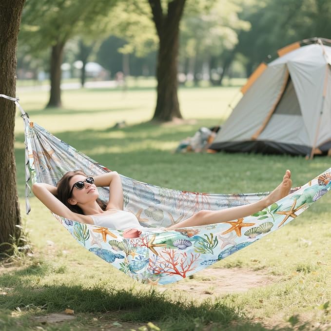 Camping Hammock Outdoor Hammocks for Outside Sea Turtles Cute Beach Trees Portable Lightweight with Pockets Tree Straps Indoor