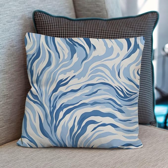 Pillowcase Blue Tiger Print Cushion Cases Rustic Animal Tiger Print Pillow Cover Accent Outdoor Waterproof Decorative Pillow Cover for Living Bed Room Patio Home 24x24 in