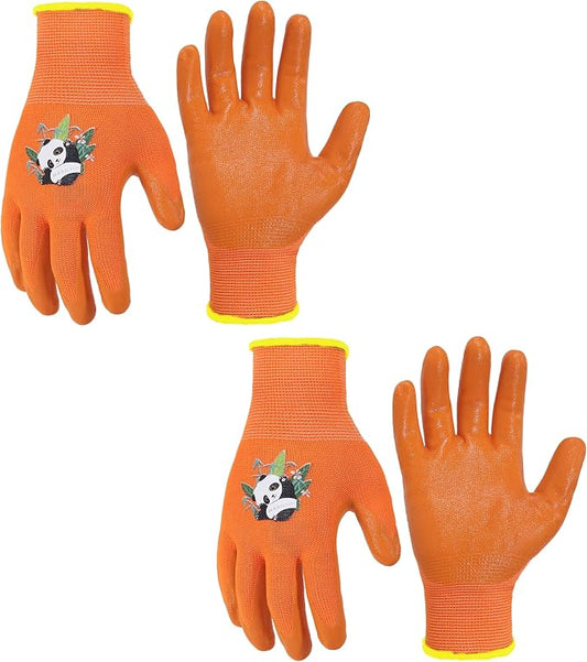 HANDLANDY 2 Pairs Kids Gardening Gloves, Grippy Kids Work Gloves, XL | Nitrile Coated Children Toddler Garden Yard Work Cycling Outdoor Playing Gloves for Girls Boys