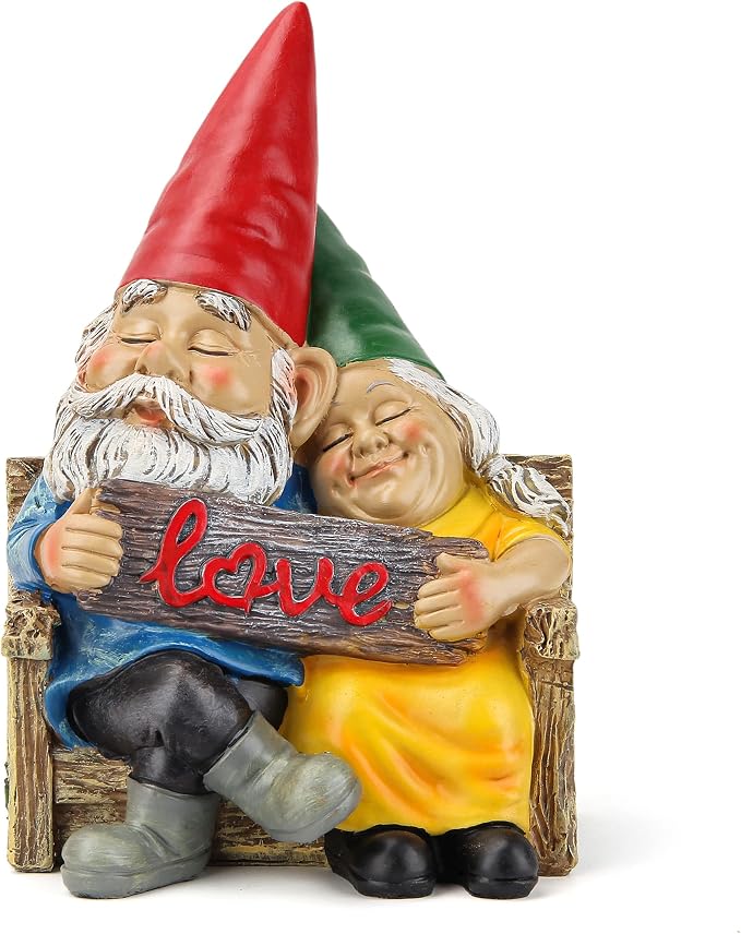 Smadeer Garden gnome statue for outdoor decor,Couple in love gnomes figurine for patio lawn yard garden outdoor decoration,garden sculptures & statues,knome romantic indoor ornament forever lover gift