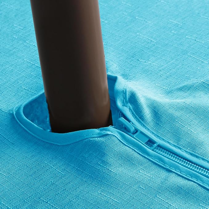 Outdoor Tablecloth Wrinkle-Free Stain Resistant Waterproof Polyester Fabric Table Cover with Zipper Umbrella Hole for Picnic/Party/Dinner/Patio Garden(70inch Round,Zippered,Aqua)