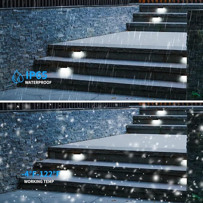 4inch 1.8W 12V AC/DC Low Voltage Landscape Lighting,5000K Daylight White Retaining Wall Light,Hardscape Lighting Paver Light,50,000 Hours Lifespan Outdoor Step Light,8Packs-Black