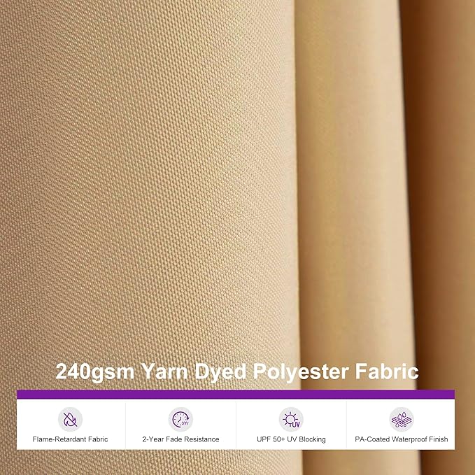 PURPLE LEAF 16' x 13' Rectangular Semi-Auto Outdoor Patio Umbrella Aluminium Market Umbrella Table Sun Umbrella with 3.15" Rod and 8 Sturdy Ribs for Deck Lawn Pool Garden, Beige