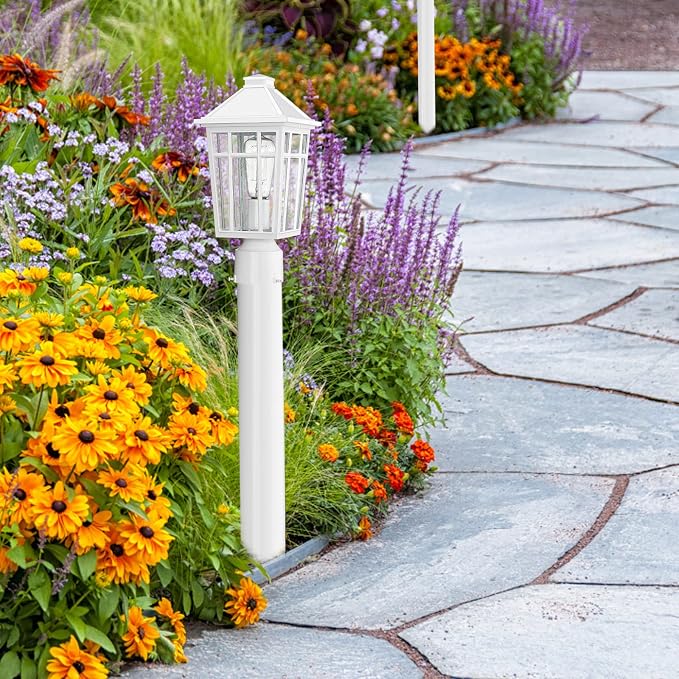 Darkaway Outdoor Post Lights Lamp Post Light Fixture, Waterproof Aluminum Housing with Glass, Fence Post Deck Lighting for Garden, Patio, Pathway (1 Pack, White)