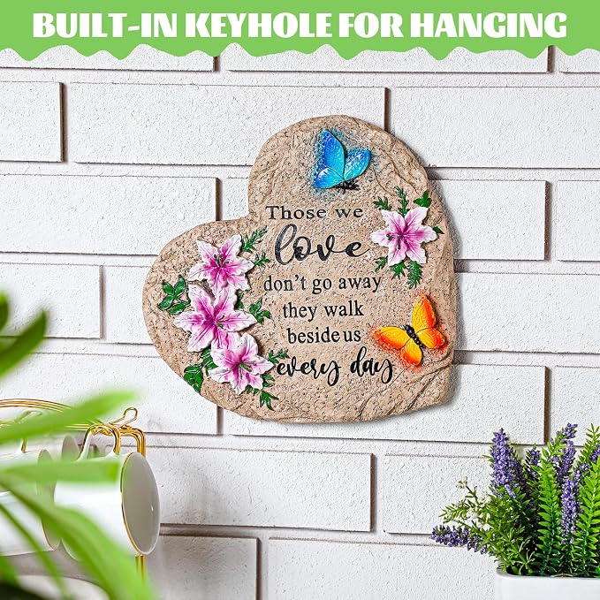 Jetec 10 Inch Memorial Garden Stone Sympathy Gift for Loss of Loved One Stepping Stones for Garden Decor Those We Love Don't Go Away Memorial Bereavement Condolence Gifts for Outdoors