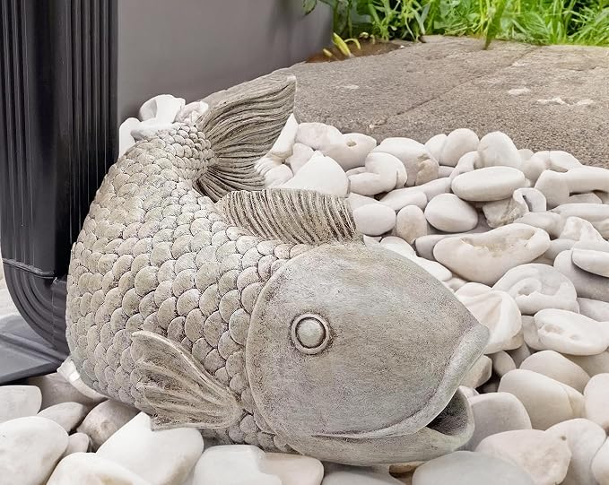 Teaeeno Fish Gutter Downspout Extension Decoration,3''x4'' Downspout Extender Diverter Splash Block Sculpture Outdoor Decor,Animal Resin Statue Ornaments, for Garden,Terrace,Lawn,Yard