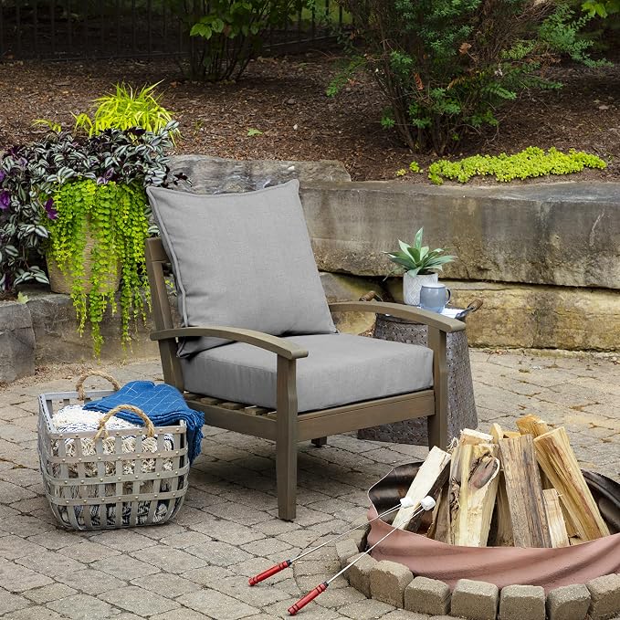 Arden Outdoor Deep Seat Cushion Set, 2-Pack, 24x24, Paloma Woven Texture | SDP Fabric, Outdoor Sofa, Couch, Conversation Set, Weather-Proof, Rain-Proof, Mold and Mildew Resistant