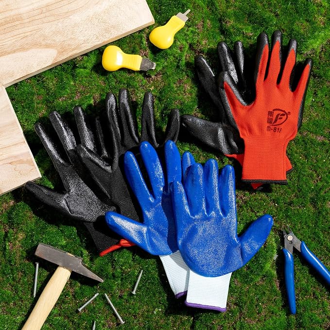 Gardening Gloves for Men Women Breathable Rubber Coated Working Gloves for Outdoor Gardening Yard Work