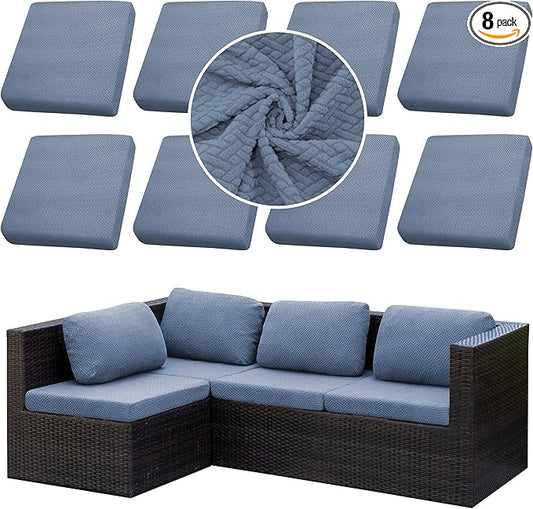 Outdoor Cushion Covers Set,8PCS Patio Furniture Couch Seat Slipcovers, Replacement for Sofa Sectional Chair(Cover，Only)