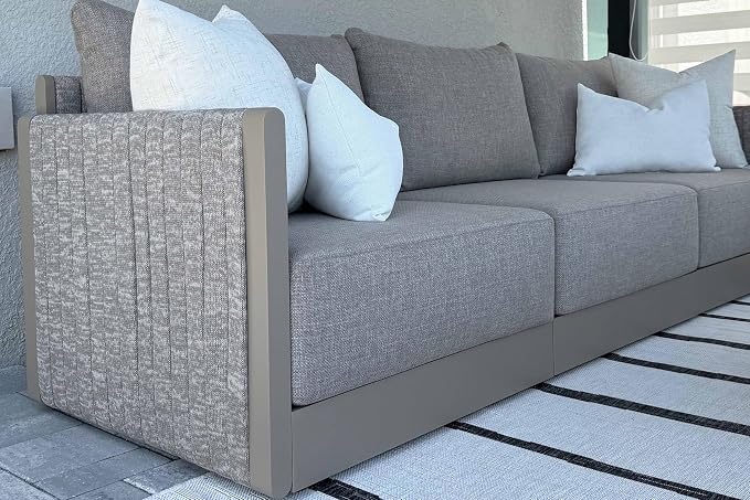 PURPLE LEAF Patio Furniture Set 6 PCS Outdoor Conversation Sets PP Rope Patio Sofa with Thick Cushions Manual Weaving Deep Seating Furniture for Porch Lawn Backyard Beige