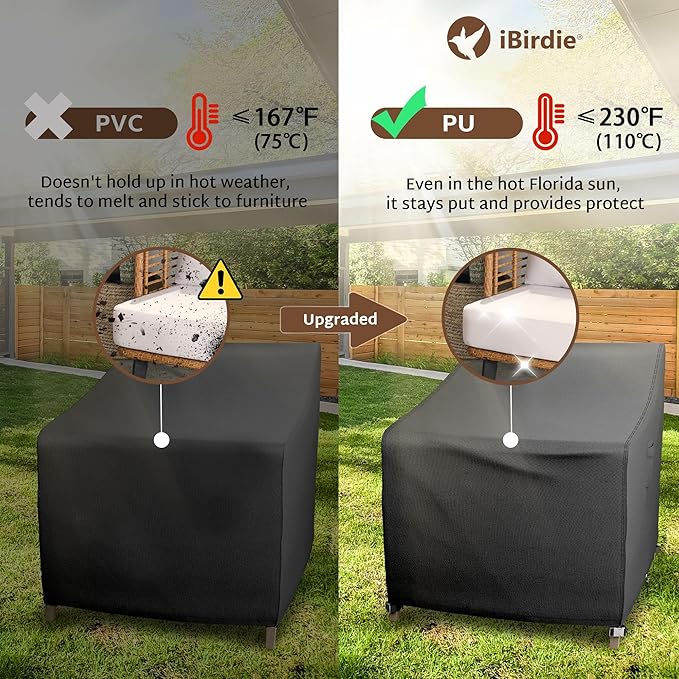iBirdie Waterproof Outdoor Chair Covers 36W 37D 36H inch 2 Pack Patio Furniture Covers