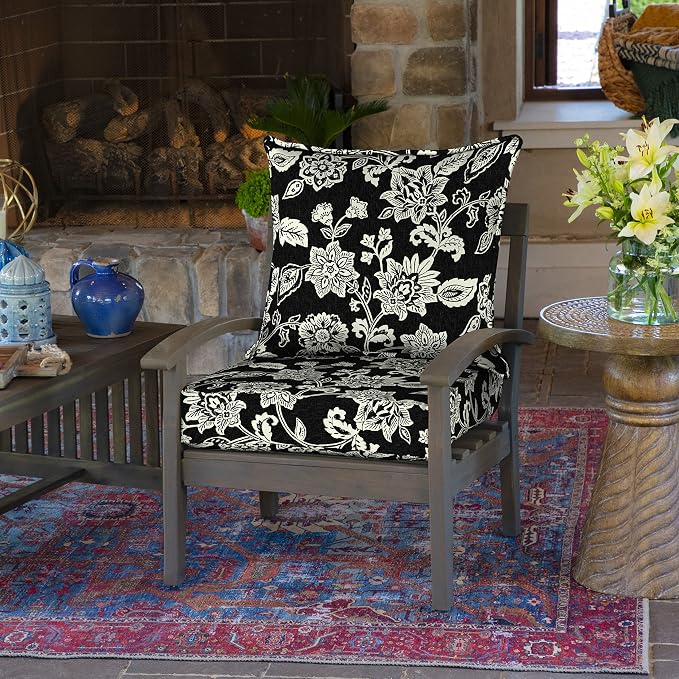 Arden Outdoor Deep Seat Cushion Set, 24x24, Black Jacobean