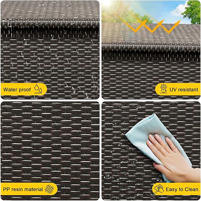 IDEALHOUSE 125 Gallon Outdoor Storage Deck Box with Wheels, Waterproof PE Rattan Garden Storage Chest for Patio, Balcony, Poolside, and Backyard, Portable Storage Container with Handles, Brown