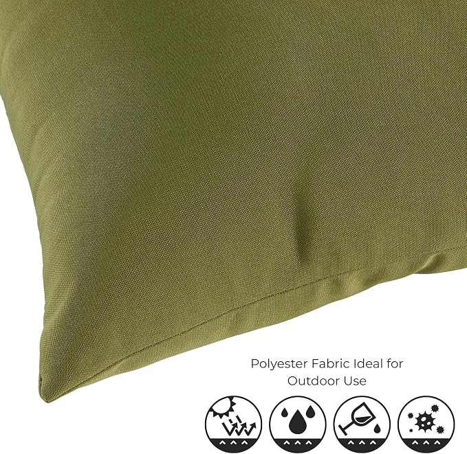 Set of 2 Outdoor Throw Pillows 19 x 12 Inch – Reversible Rectangle Patio Accent Pillows – Weather-Resistant Polyester Fabric – Eco-Friendly Recycled Polyfiber Fill – Hunter Green