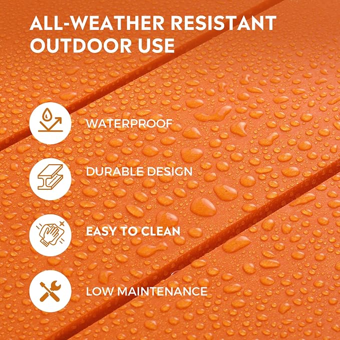 Costaelm Patio Conversation Set, Patio Chairs Set of 5 Balcony Firepit Furniture Outdoor Adirondack Square Table and Chair Backyard Furniture Set for Lawn Porch Pool Garden, Orange
