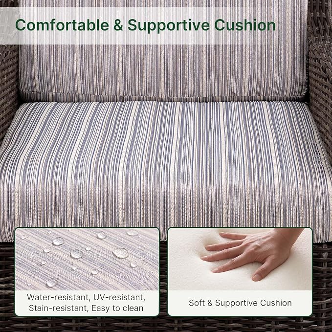 Wicker Patio Conversation Set, Outdoor Patio Chair Set with Deep Seating, Wide Armrests & Thick Cushions, All-Weather Outdoor Furniture Set for Patio, Porch, Deck & Backyard