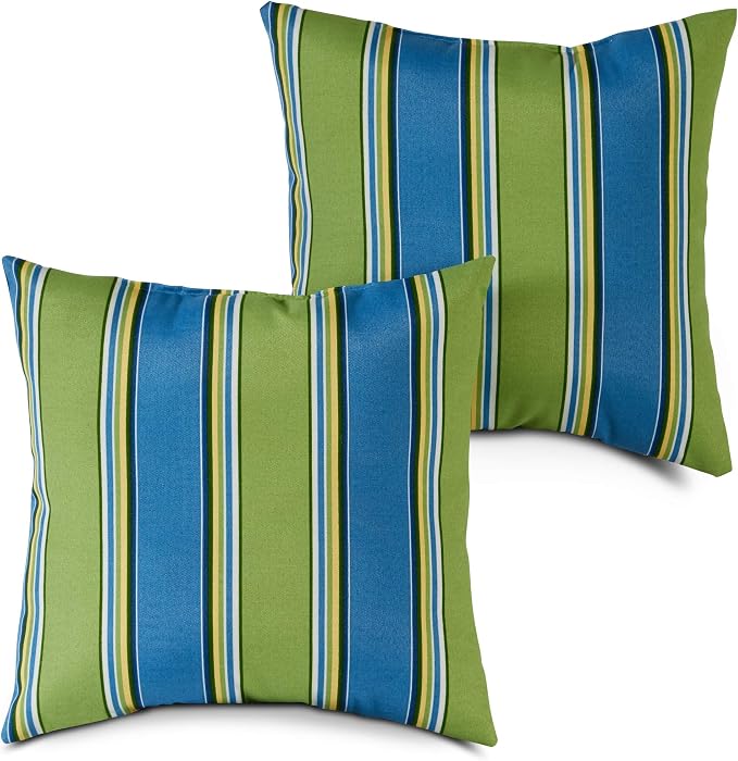Greendale Home Fashions Outdoor 17-inch Square Decorative Throw Pillow, 2-Pack, Belize Stripe