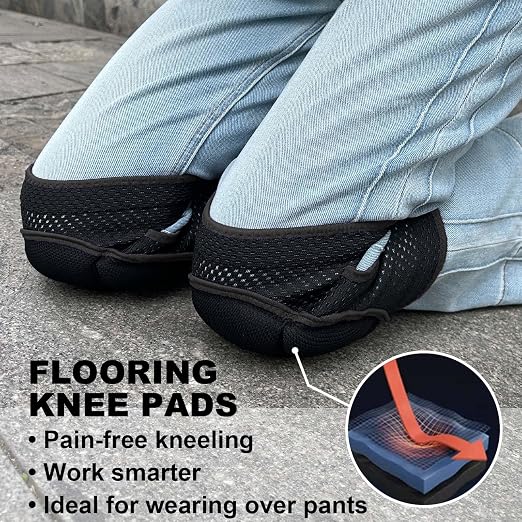 Garden Knee Pads for Women Men, Breathable & Elastic Straps, Black L,1 Pair | Non-slip Comfortable Knee Protectors, Soft EVA Foam, Flexible Pads for Gardening, Cleaning, Kneeling, Crawling, Flooring Work