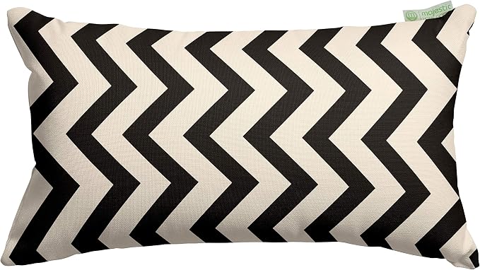 Majestic Home Goods Black Chevron Indoor / Outdoor Small Throw Pillow 20" L x 5" W x 12" H