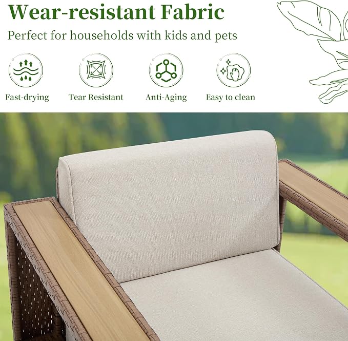 Bonzy Home Patio Loveseat Sofa, Wicker Rattan Loveseat Couch with Widened Armrest and Extra-Thick Soft Cushions, Patio Conversation Sets for Porch, Garden Poolside Balcony