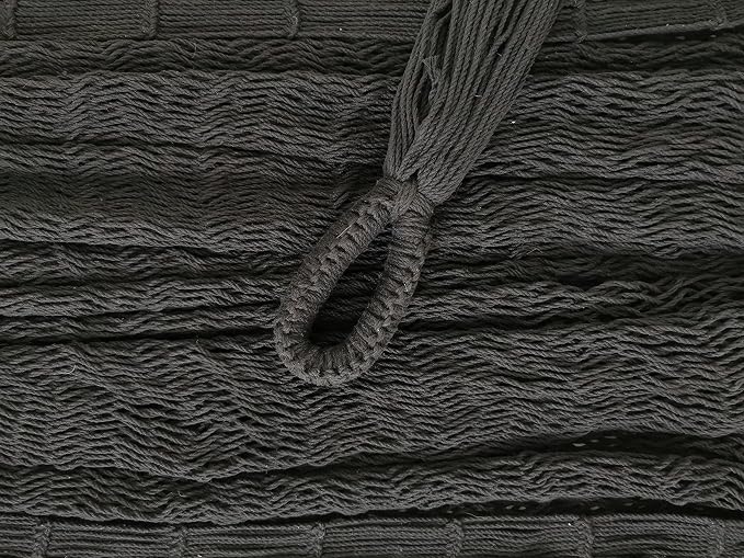 Traditional Mayan Hammock - Hammock Made with Thick Cotton Thread (Black, Small)