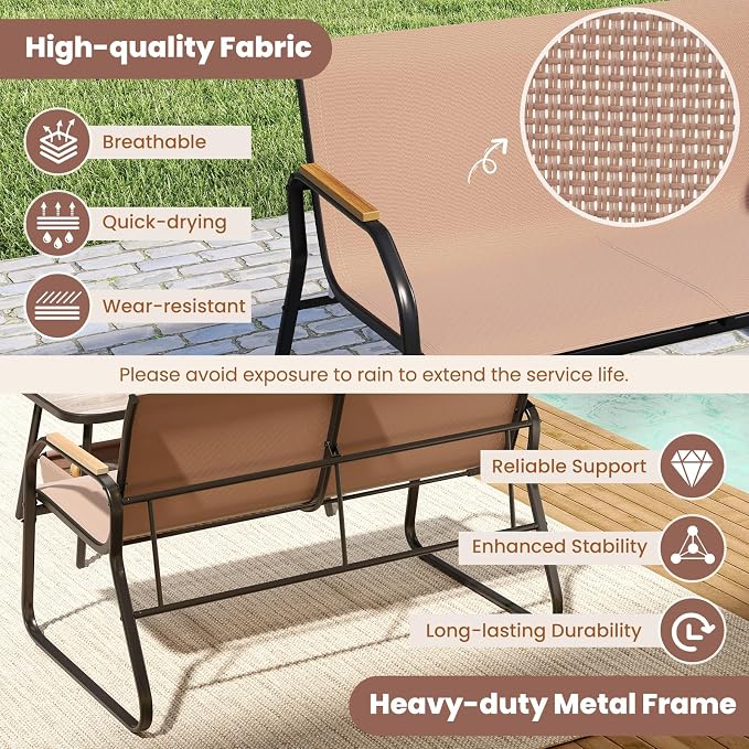 HAPPYGRILL Outdoor Conversation Set with Bistro Rocking Chairs, Loveseat, Storage Coffee Table, Patio Furniture Set with Heavy-Duty Metal Frame, Breathable Mesh Fabric (1)