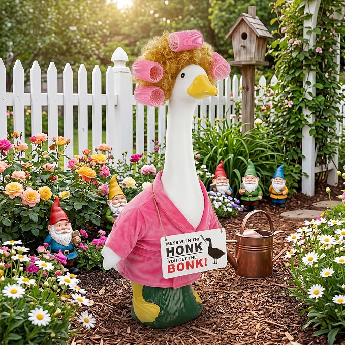 4PCS Writable Sign Board Set for 23 Inch Porch Goose Statue, Double-Sided Hanging Neck Signs with Rope, Goose Accessories for Daily Halloween Christmas Yard Decor (Sign Board Set)