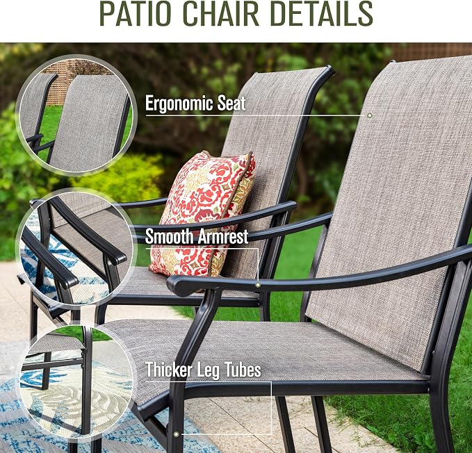 Sophia & William Patio Dining Set 7 Pieces, 6 Quick Dry Textilene Chairs and 1 Large 64" Metal Dining Table, Durable All-Weather Patio Furniture for Lawn, Park, and Courtyard Support 350lbs