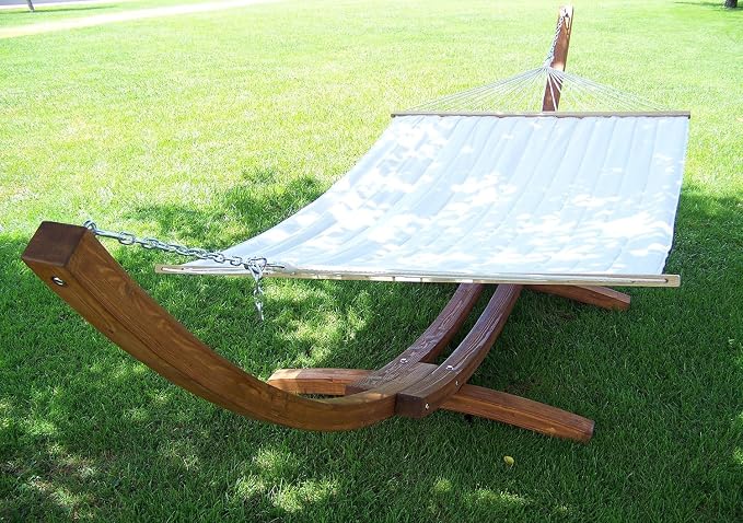 Premium Quilted Beige Color, Double Padded Hammock Bed. 2 Person Bed. 425 LB Capacity. Stand NOT Included