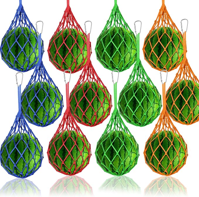 12 Pack Melon Hammocks Cradles, Melon Hammock Mesh Bags for Trellis, Heavy Duty Watermelon Nets with Hooks, Breathable, Durable & Easy - Install Fruit Support Net