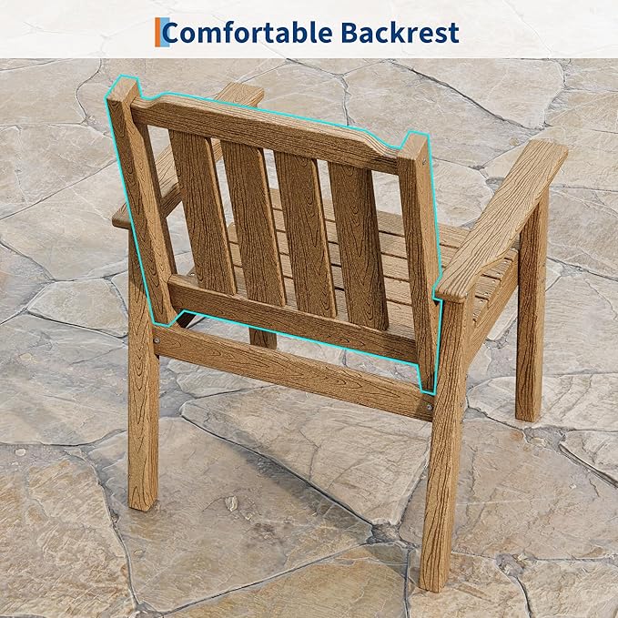 GarveeLife Outdoor Dining Chairs Set of 4, HDPE Patio Chairs 650LBS Capacity All-Weather Yard Armchair with Slatted Seat, 23.9" Wide Heavy Duty Modern Backyard Furniture for Garden, Poolside, Deck