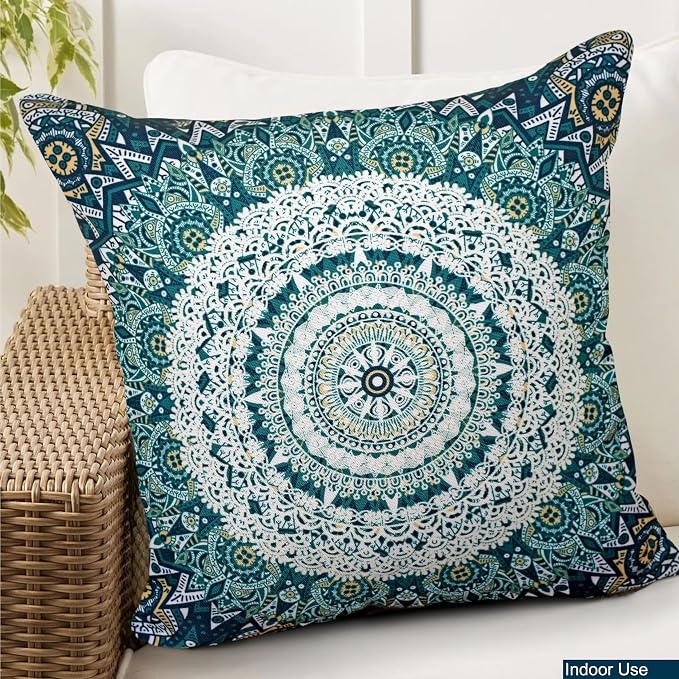 COZY TRENDS Decorative Indoor Outdoor Waterproof Throw Pillows with Inserts - Stylish Comfort for Your Patio Furniture, Garden Chairs, or Indoor Décor (18''X18'', Green)