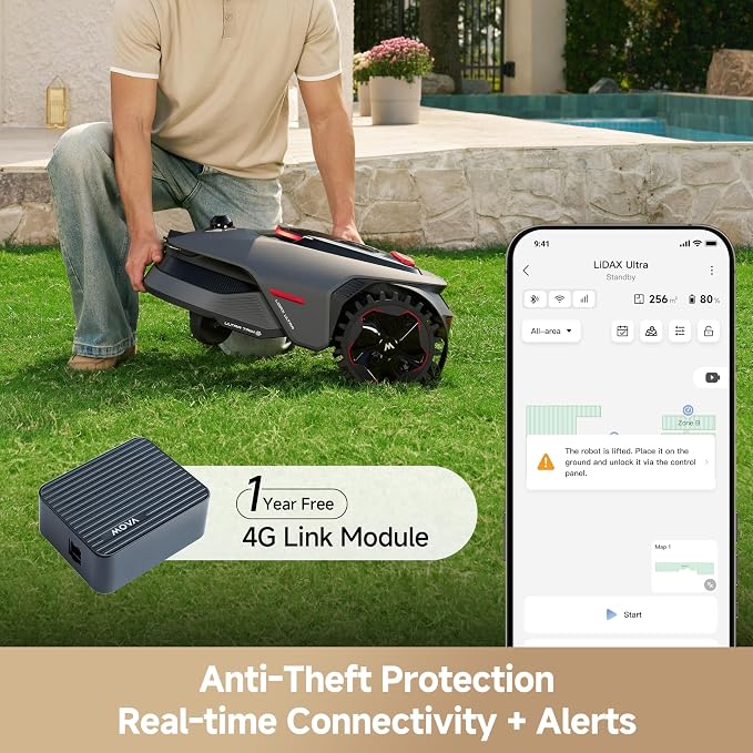 MOVA LiDAX Ultra 2000 Robot Lawn Mower with 4G with Garage for 0.5 Acre, No Wire No RTK+360° 3D LiDAR+AI Vision, 45% Slope, Cut Height 1.2"-3.9", 150 Multi-Zone,Edge Cutting(Garage Shipped Separately)